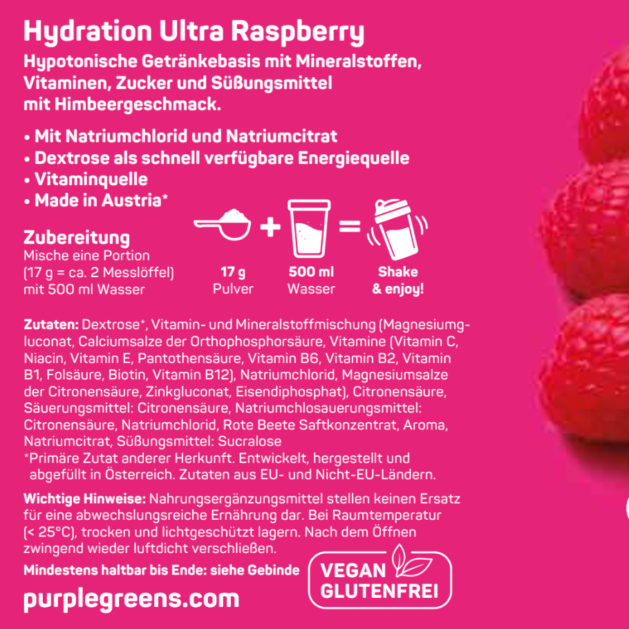 PurpleGreens® HYDRATION Ultra - Raspberry