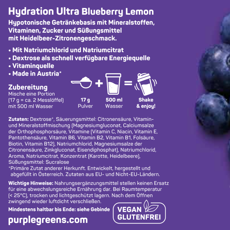 PurpleGreens® HYDRATION Ultra - Blueberry Lemon