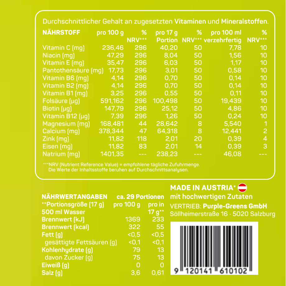 PurpleGreens® HYDRATION Ultra - Lemon Lime