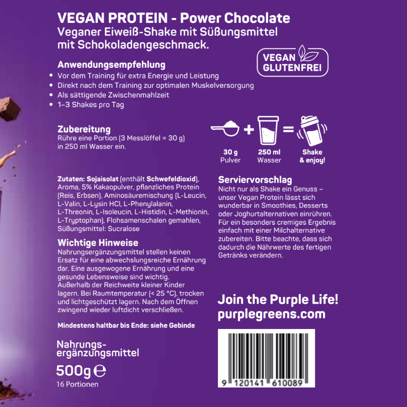 PurpleGreens® VEGAN PROTEIN - Power Chocolate