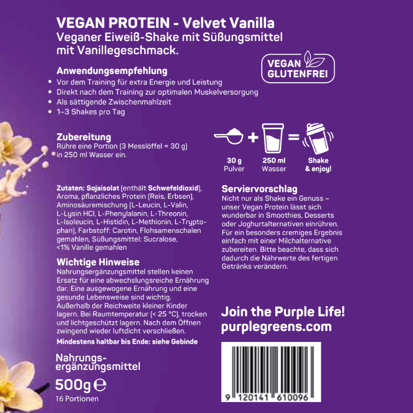 PurpleGreens® VEGAN PROTEIN - Velvet Vanilla
